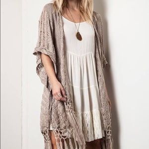 Crochet detail fringe cardigan